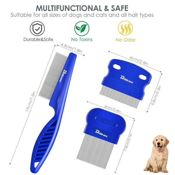 Does not apply 3 Pack Pet Hair Comb Stainless Steel