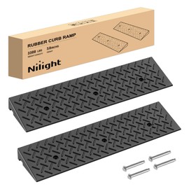 Nilight 2.8" Rise Curb Ramps, Heavy Duty Rubber Driveway Threshold Shed Ramp for Sidewalk Cars Lawn Mower Wheelchairs Motorcycles, 3300lbs Load Capacity