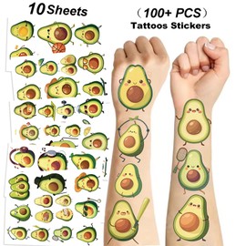 90PCS Avocado Temporary Tattoos Funny Avocado Themed Birthday Party Decorations Favors Supplies Fruit Avocado Tattoo Stickers for Kids Boys Girls Gifts Goodie Bags Fillers Prizes Rewards