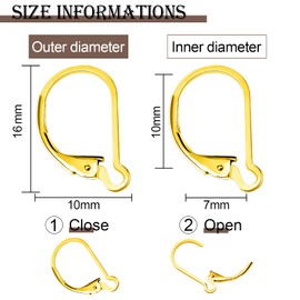 Toaob 8 Pieces 925 Sterling Silver Lever Back Ear Hooks French Earring Hooks 10 mm D Shape Golden for Jewellery Making