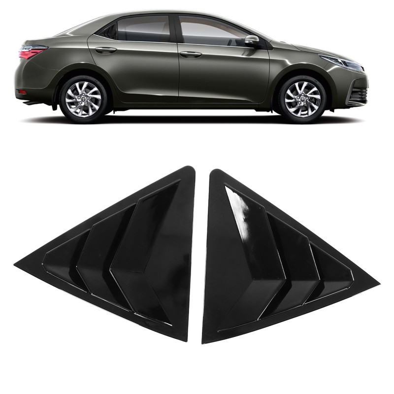 2pcs Gloss Black Rear Side Window Louvers Trim Air Vent