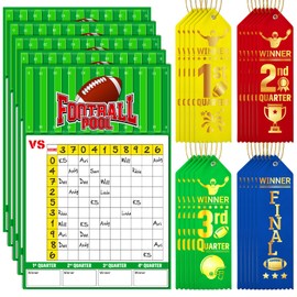 5 Sheet Pool Board 20 Pcs Award Ribbons with Card 18" x 27 1/2" Game Square Scoreboard Chart Large Score Record Posters for Match Decorations Football Party Supplies