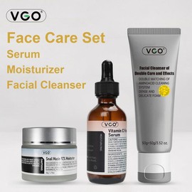 VGo skin Care set, with Snall Mucin 92%Moisturizer 1.76 0z, Vitamin c Serum 1.01 0z &Dual-Tube facial cleanser 3.52 0z,Comfortydrate Cleansing Gentle - Specification: Facial Cleanser