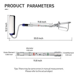 ZHUITU Airless Paint Sprayer Roller Inner Feed for High Pressure Airless Spray Gun with Wand Power Wall Brush Self-Priming Paint Roller 11.8 inch Extension Pole