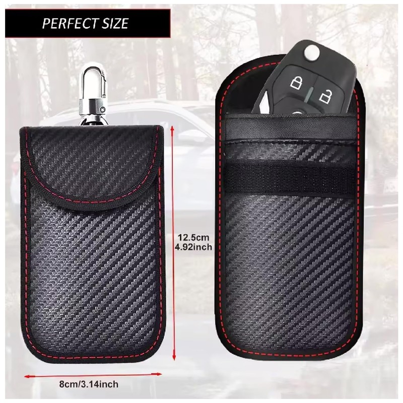 KAV Faraday Key Fob Protector Pouch Bag- Carbon Fiber Compact
