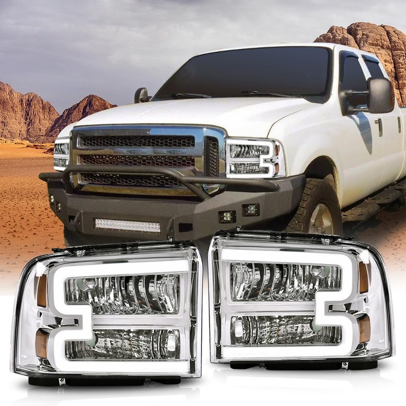 GRAND ORANGE LED DRL BAR Headlights Compatible with 2005 Ford