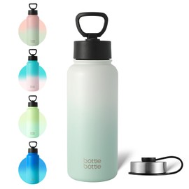 BOTTLE BOTTLE 1 Liter Water Bottle, For Children, Direct Drinking, Hot & Cold Insulated, Vacuum Insulated Bottle, Stainless Steel Water Bottle, Carrying Bottle (Gray & Green)