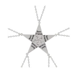 Yocoyee Multi Puzzles Best Friends Forever Necklaces Engraved Heart BFF Pendant Set Friendship Necklaces Gifts-5 Puzzls