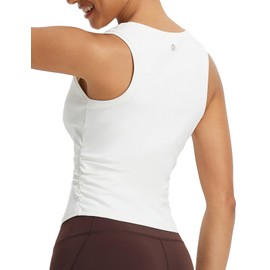 baleaf Women's Crop Tank Tops Sleeveless Workout Gym Shirts Fitted Athletic Tops Yoga Tennis Running Star White M