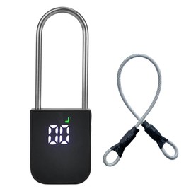 99 Days Timer Padlock,Max Timing Over 3 Month with LCD Display,USB Rechargeable Timed Padlock, Add 10inch Steel Cable (Black)