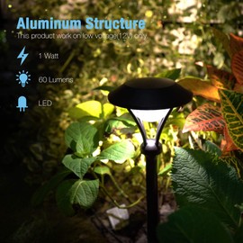 GOODSMANN Landscape Lighting Low Voltage Path Lights 1 Watt LED 60 Lumens Landscape Lights with Metal Stake and Connector for Garden Yard Patio Area Outdoor Lighting 9920-2104-01