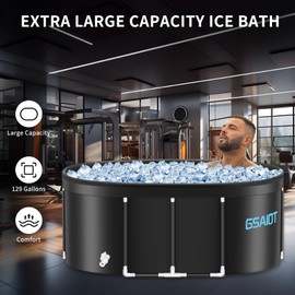 Ice Bath Tub for Athletes Recovery – XL 129 Gal Oval Cold Plunge Tub, Multi-Layer Ice Bath for Cold Therapy, Portable Durable for Home, Indoor, Outdoor Use (Cold Plunge Tub- Oval No Inflatable Ring)