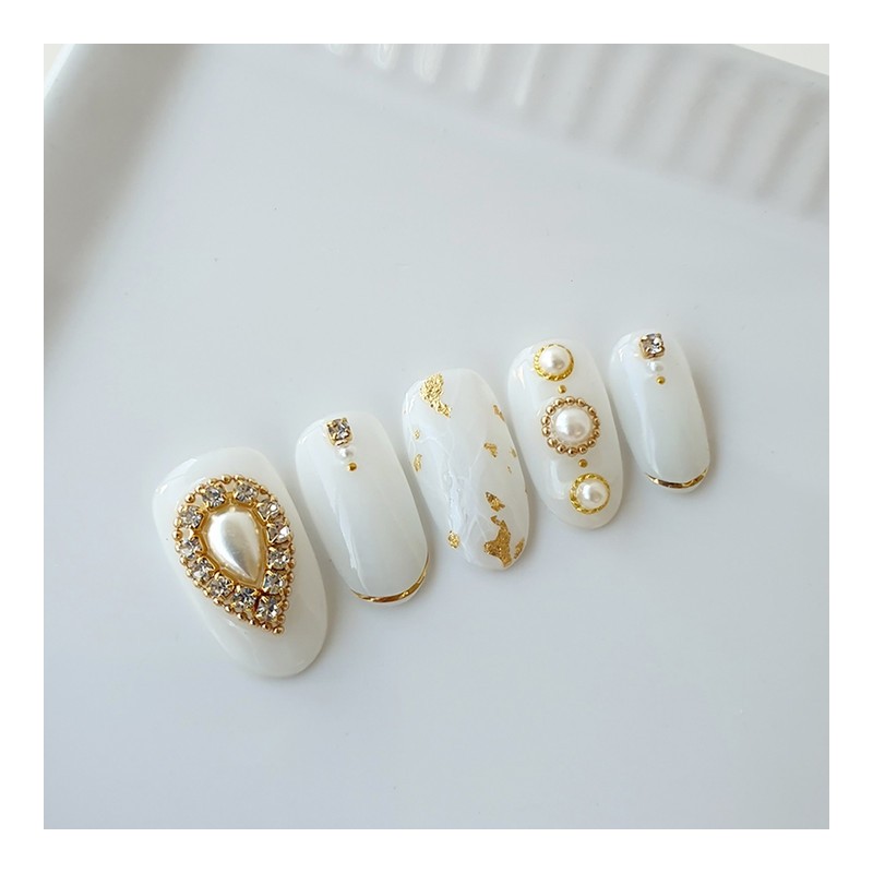 Pearl brooch handmade nail tip - natural / 진주 브로치