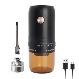 ELMWAY Electric Burr Coffee Grinder, Small Electric Rechargeable Mini Coffee Grinder, Stainless Steel Grinding Core with Adjustable Grinding Settings