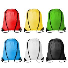 IHLOOTD Gym Bag Set of 6 Backpack Bags with Drawstring Polyester Sports Bag Waterproof Drawstring Backpack for Children, Adults, Sports, Fitness, b