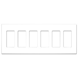 NEU 6-Gang Screwless Mid-Size Decorator Light Switch Outlet Cover Wall Plates, 12" x 4.75", Unbreakable Polycarbonate Thermoplastic, Glossy White