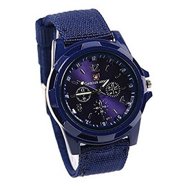 LsvtrUS Men's Sport Style Military Army Pilot Fabric Strap Watch Blue