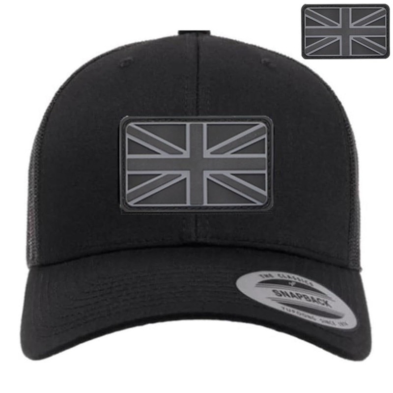 Black and Grey Union Jack Flag Patch 3D PVC Rubber