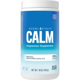 Natural Vitality Natural Vitality Calm, Magnesium Supplement, Anti-Stress Drink Mix Powder, Gluten Free, Vegan, & Non-GMO, Original Unflavored, 16 oz