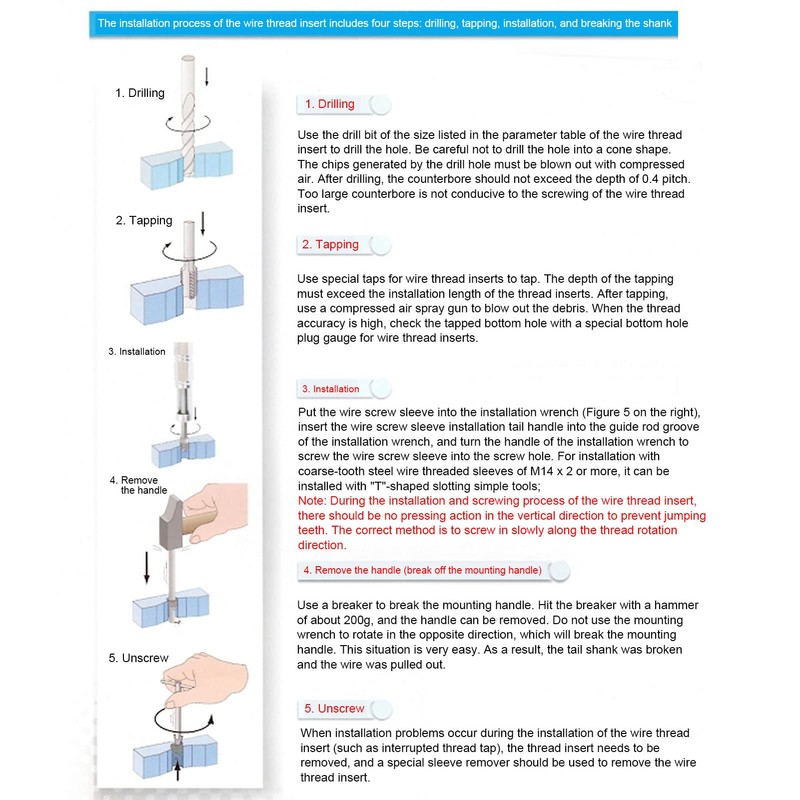 10pcs SUS304 Stainless Steel Female Thread Inserts Self Tapping M16x2x1.5D