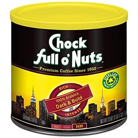 Chock Full oâNuts Dark & Bold Roast Ground Coffee (23 Oz. Can) - 100% Arabica Coffee Beans