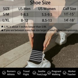 3 Pairs Bamboo Viscose Compression Socks for Women Men 15-20 mmHg - Knee High Support for Circulation,Running,Swelling