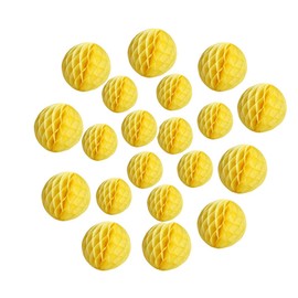 20pcs Honeycomb Flower Balls - Party Decoration Paper Flower Balls Tissue Paper Pom Poms for Birthday Wedding Home Decor (3inch+6inch, Yellow)