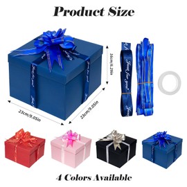 Explosion Gift Box, 5 Layer Explosion Box, Surprise Boxes with Tape and Bow Ribbon, Scrapbooking Boxes, Creative Surprise Container‌ for Anniversary Festival Record Memories (Blue)