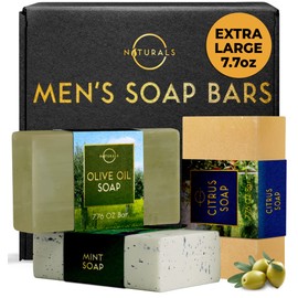 O Naturals Bar Soap for Men - 3-Pcs Mens Soap Bar - Natural Soap - Mens Bar Soap - Body Soap Bars - Men Soap - Natural Soap for Men - Organic Men's Soap Bars - Exfoliating Soap Bar - Citrus,Olive&Mint
