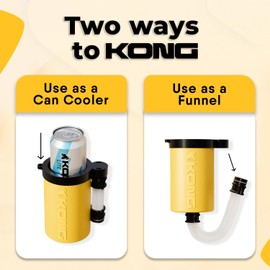 The Kong 2.0 - A Portable Can or Bottle Cooler/Cup With A Detachable, Expandable, Hose To Funnel Your Drink (Yellow)