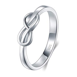 BORUO Infinity Ring - Sterling Silver Rings For Women - 925 Infinity Sterling Silver Rings - Knot Ring - Infinity Shape Silver Ring - Classic Gift for Special Occasions - Stackable - 2mm Size 8.5