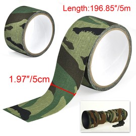 homeemoh 5cm x 5m Self Adhesive Protective Camouflage Tape, Camo Wrap Waterproof Tape Stretch Bandage Duct Tape for Outdoor Camping,Woodland Camo