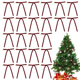 UILYNIU Pack of 24 Christmas Bows, Christmas Tree Bows, Bowknot with Ties, Christmas Bows Decoration, Decorative Bows for Family Celebrations, Party Decoration, Gift Decoration (Red)