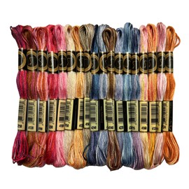 Magical Color Variations Floss Pack Six Strand Embroidery Variegated Cross Stitch Threads, Multi Color Set C, Pack of 18 Skeins