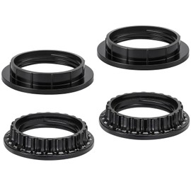 4 PCS Lamp Shade Rings – 2 Sizes (34mm & 39mm) Black E26 Light Socket Collar Rings, Threaded Reducers for Hanging Lamp Holders – (1-3/8" & 1-1/2" Inner Diameter 2pcs Each)