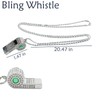 QUJIFETU Bling Whistle Metal Rhinestone Lanyard Whistle Loud Sound with