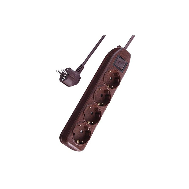 Electraline 62062 4-Way Power Strip with Switch, Cable 1.5 m