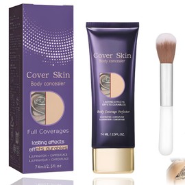 Body Coverage Perfector for Legs – Full Coverage for Tattoos & Imperfections – Long-Lasting, Buildable Formula Includes Precision Concealer Brush for Seamless Application (1PCS)