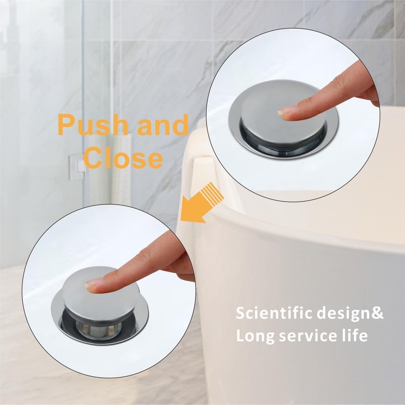 Chrome Bathtub Stopper Bath Tub Drain Stoppers,Wellup Universal Pop Up