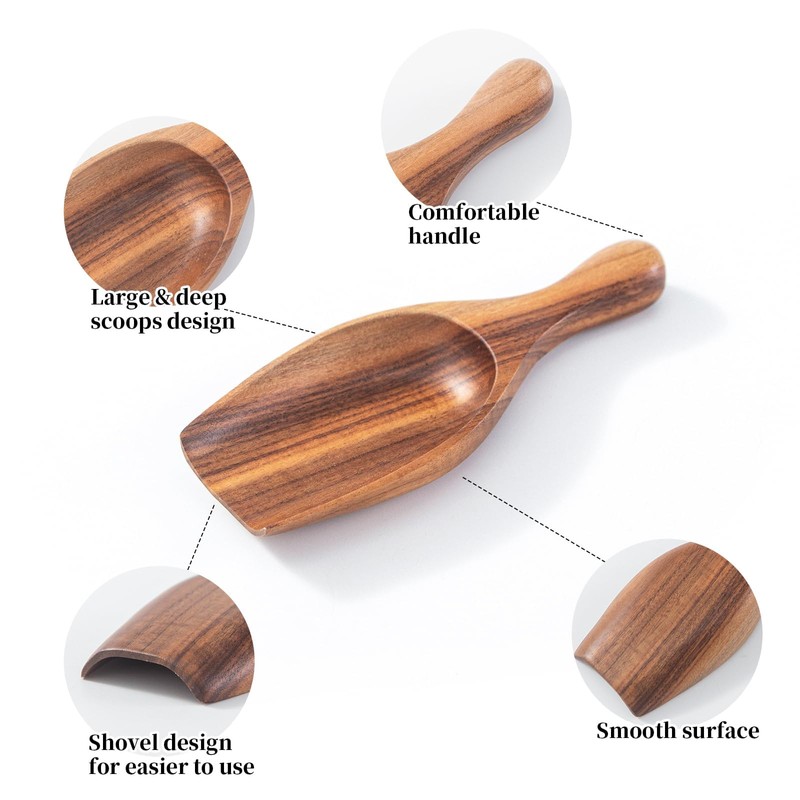 NLHL Large Wooden Scoop 1PCS - 6.3Inches Wood Scoop for