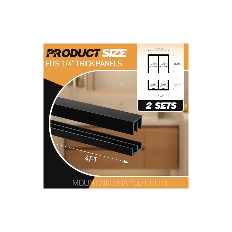 Landical 2 Sets Plastic Sliding Door Track Set for Cabinet
