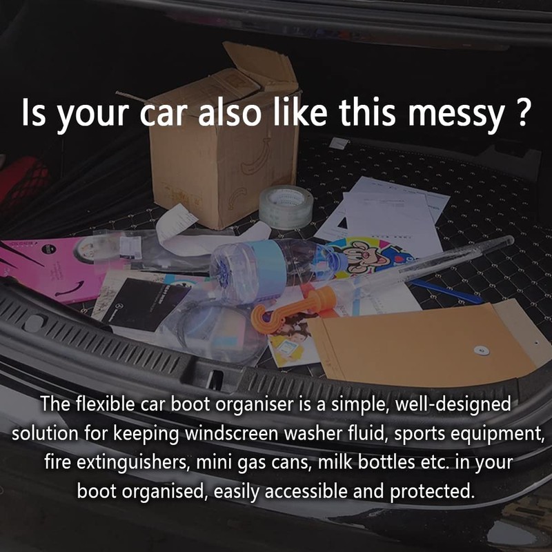 wedfish Elastic Car Trunk Organizer Straps with Hook and Loop