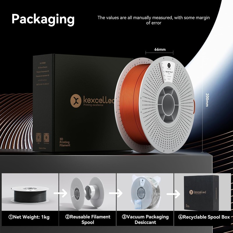 kexcelled Metallic PLA Filament 1.75mm,Brass Metal 3D Printer Filament PLA,Silk