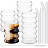 Tessco 4 Pcs Creative Glass Cups Vintage Drinking Glasses Ribbed