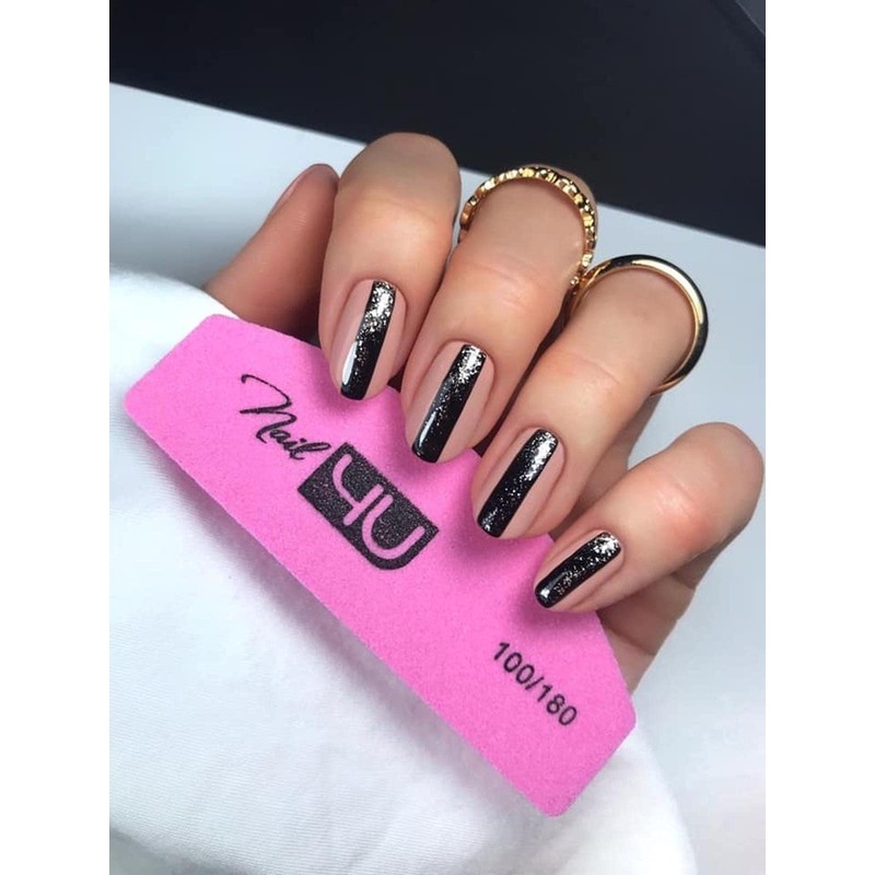 2Pcs Nail Buffers Half Moon Shape Double Sided 100/180 grit