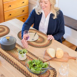 Homespice Russet Braided Oval Table Runner, Warm Country Decor, Multicolor 11x36 - Jute Dining Table Accessories - Rich Colors, Easy to Clean, Durable and Protects Furniture