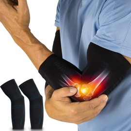 Vive Lymphedema Medical Compression Elbow Sleeve for Men, Women, Youth (1 Pair) - 20-30 mmHg Graduated Compression for Arm Support, for Arthritis, Bursitis, Edema, Nerve Pain, Swelling, Post Surgery Recovery (X-Large)