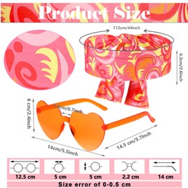 Tisancy 3 Pcs 60s 70s Outfit for Women Hippie Costume Set Disco Flared Pants Groovy Outfit Party Accessories(S Size, Eddy)