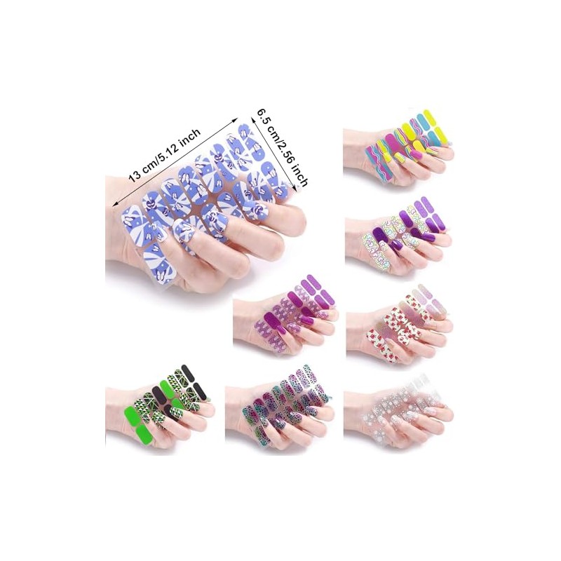 Pegatinas Autoadhesivas para Uñas, 8 Hojas de Tiras de Esmalte