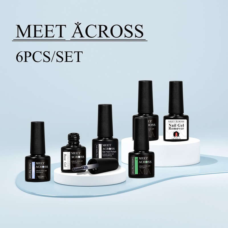 MEET ACROSS Gel Nail Polish Kit with Base Top Coat